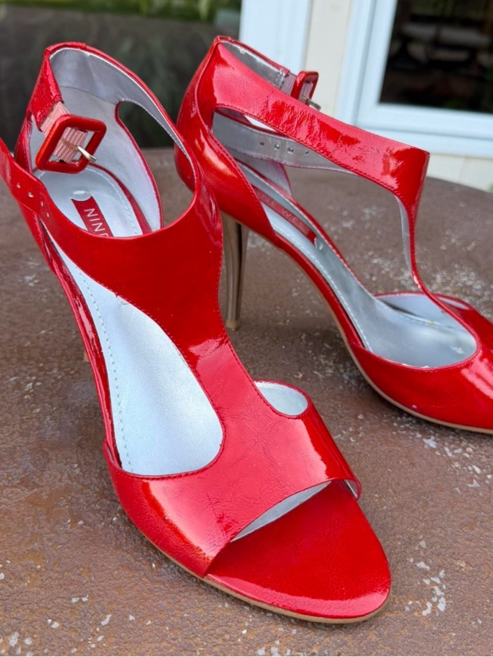 Vtg y2k Nine West red patent leather sexy heels Size 8 #club #party